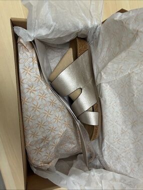 Comfortiva Metallic Gold Slide Wedge Sandals
